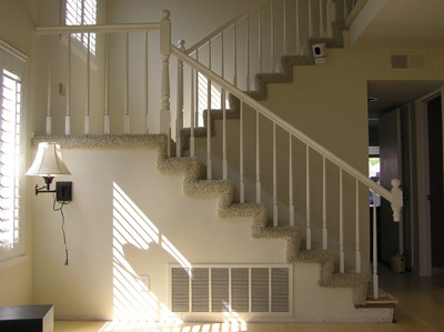 
Before: Ripping our the dirt-and mildew-filled carpet helps reduce allergens. 

